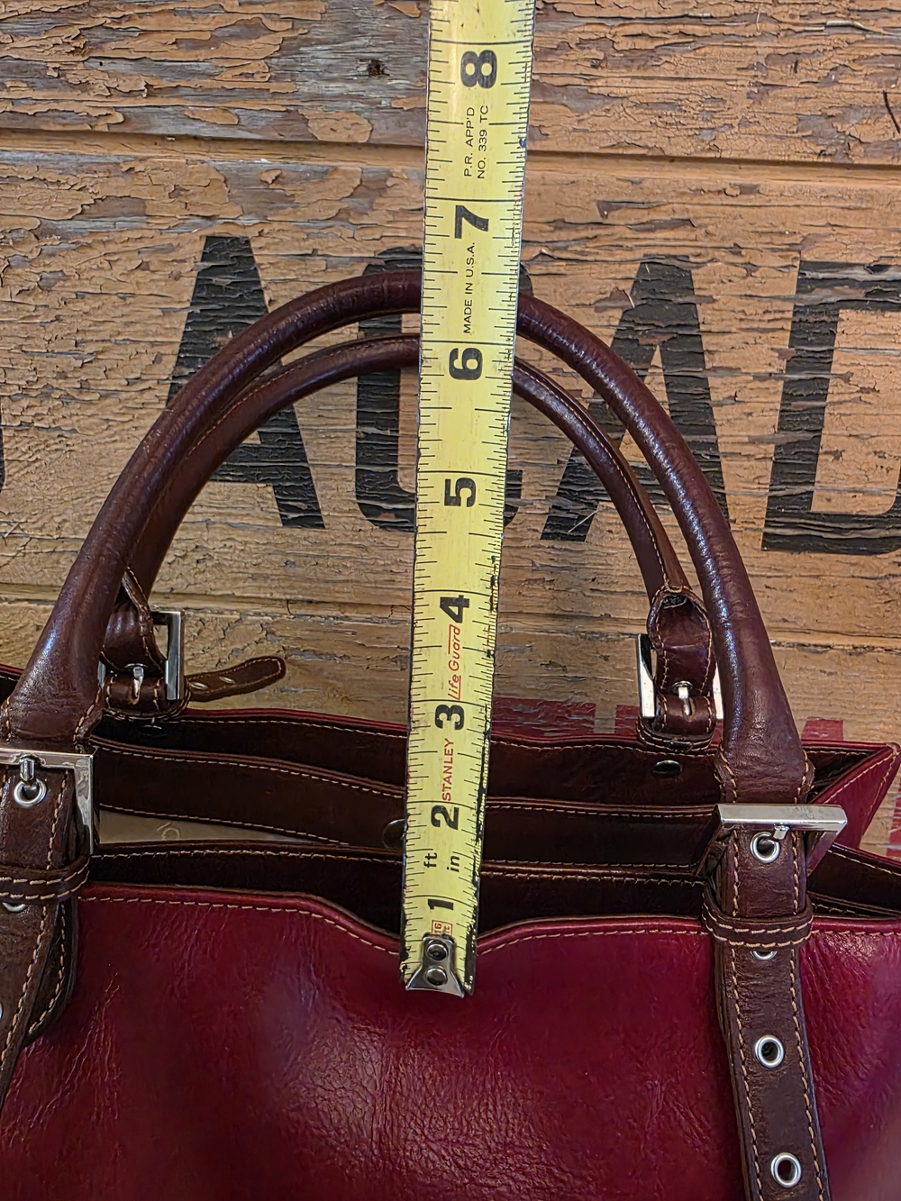 Cuoieria Fiorenrina Burgundy Leather Top-Handle Tote - Picture 5 of 11